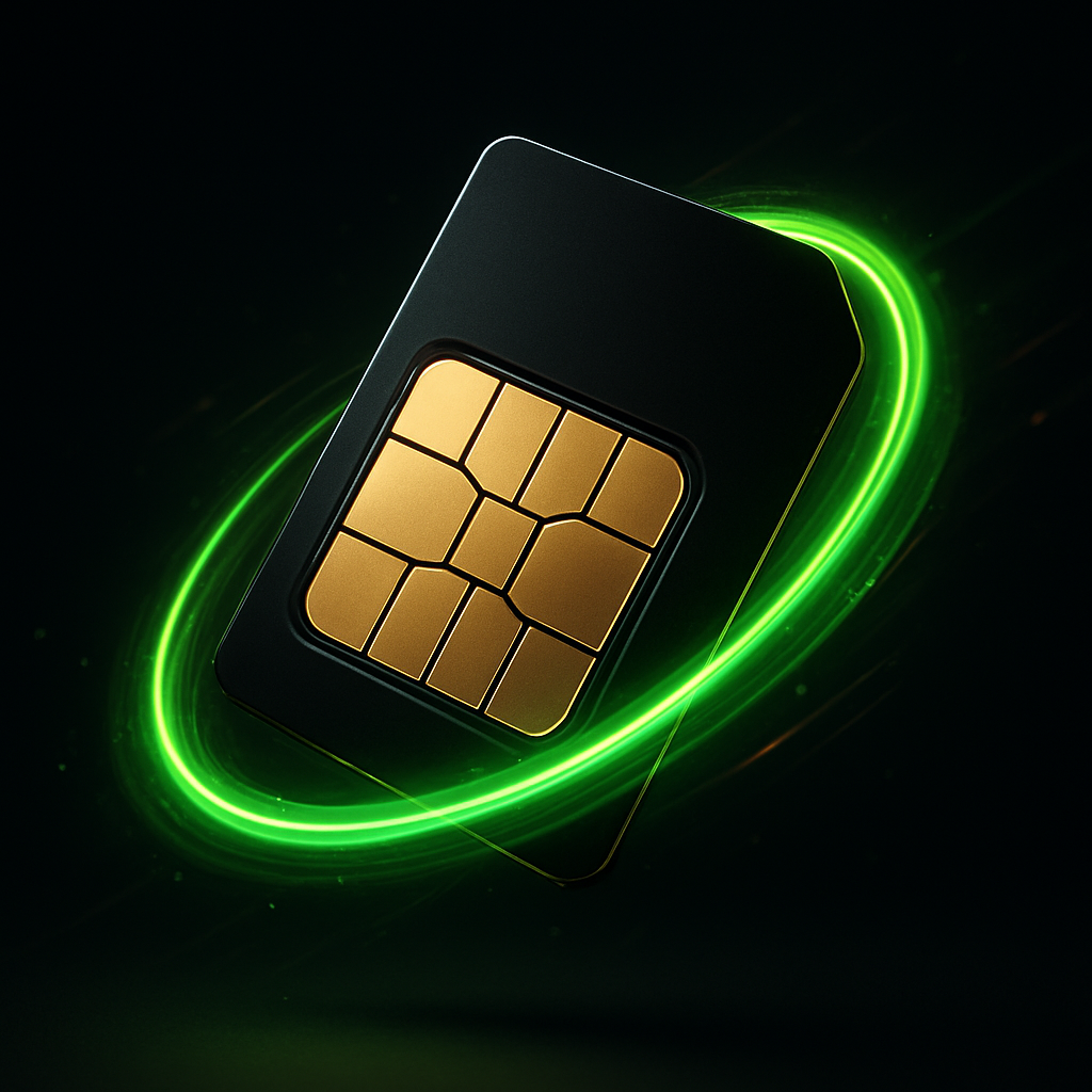 Chip SIM 3D da Chip Já com brilho verde